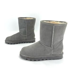 BearPaw Elle Big Girls Winter Boot Size 5 Gray Suede Wool Waterproof Short Boot